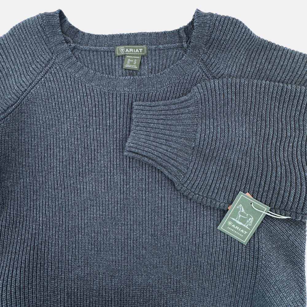 ARIAT Malvern‎ Sweater Womens XL Ribbed Crew Neck Ethically Sourced Wool NEW-TAG